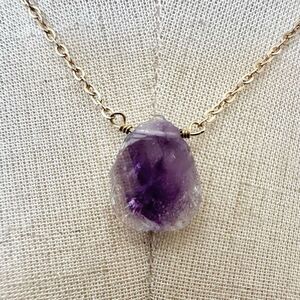 Luna Norte Raw amethyst  gold plated pendant necklace